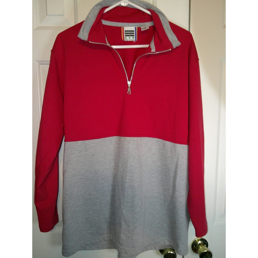 Vintage EVR Color Block Pullover Sweatshirt Quarter‎ Zip Long Sleeve Top